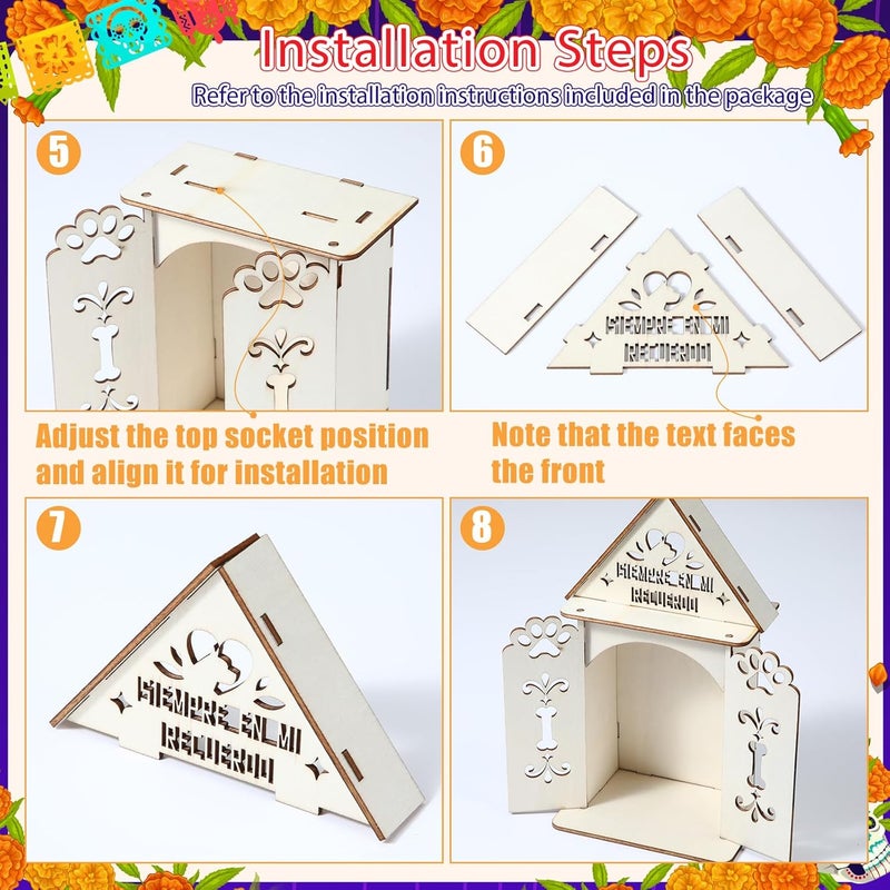 Yookeer Dia De Los Muertos Altar Dog Ofrenda, Poplar Plywood Self Painting Color Dog, Paw and Bone Papel Picado, The Day of The Dead Supplies for Dia De Los Muertos Decorations - Image 4
